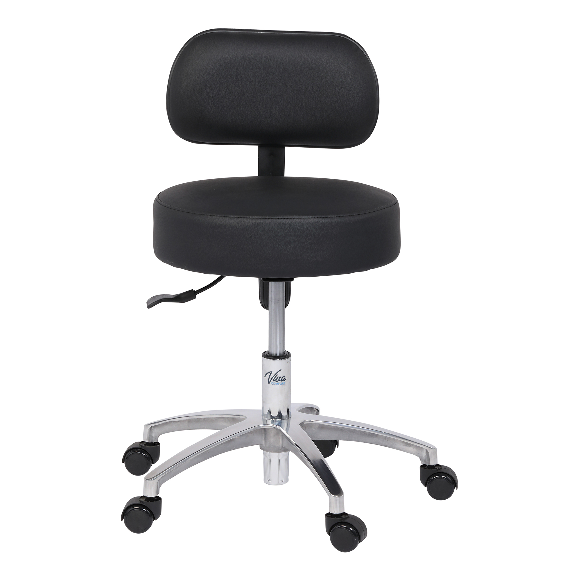 Pneumatic Height Adjustable Exam Stool with Backrest