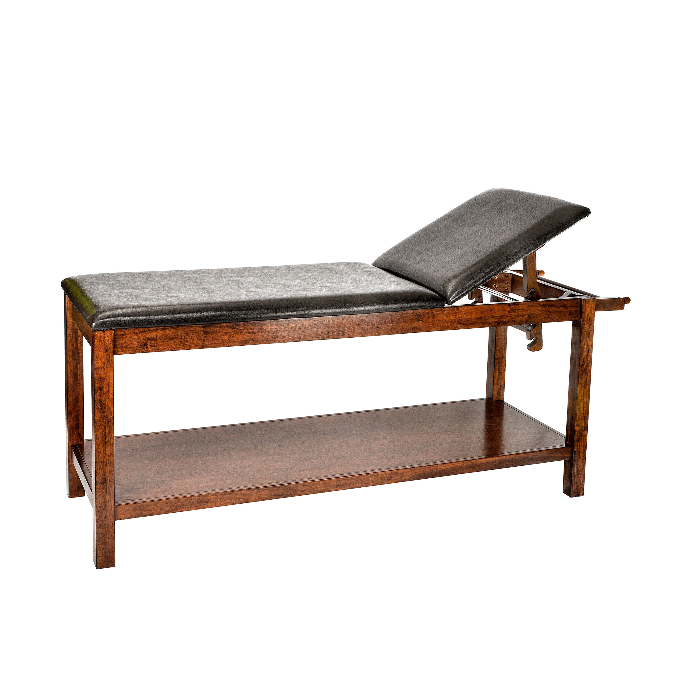 Noble-Line Mahogany Wooden Exam Table With Full Shelf