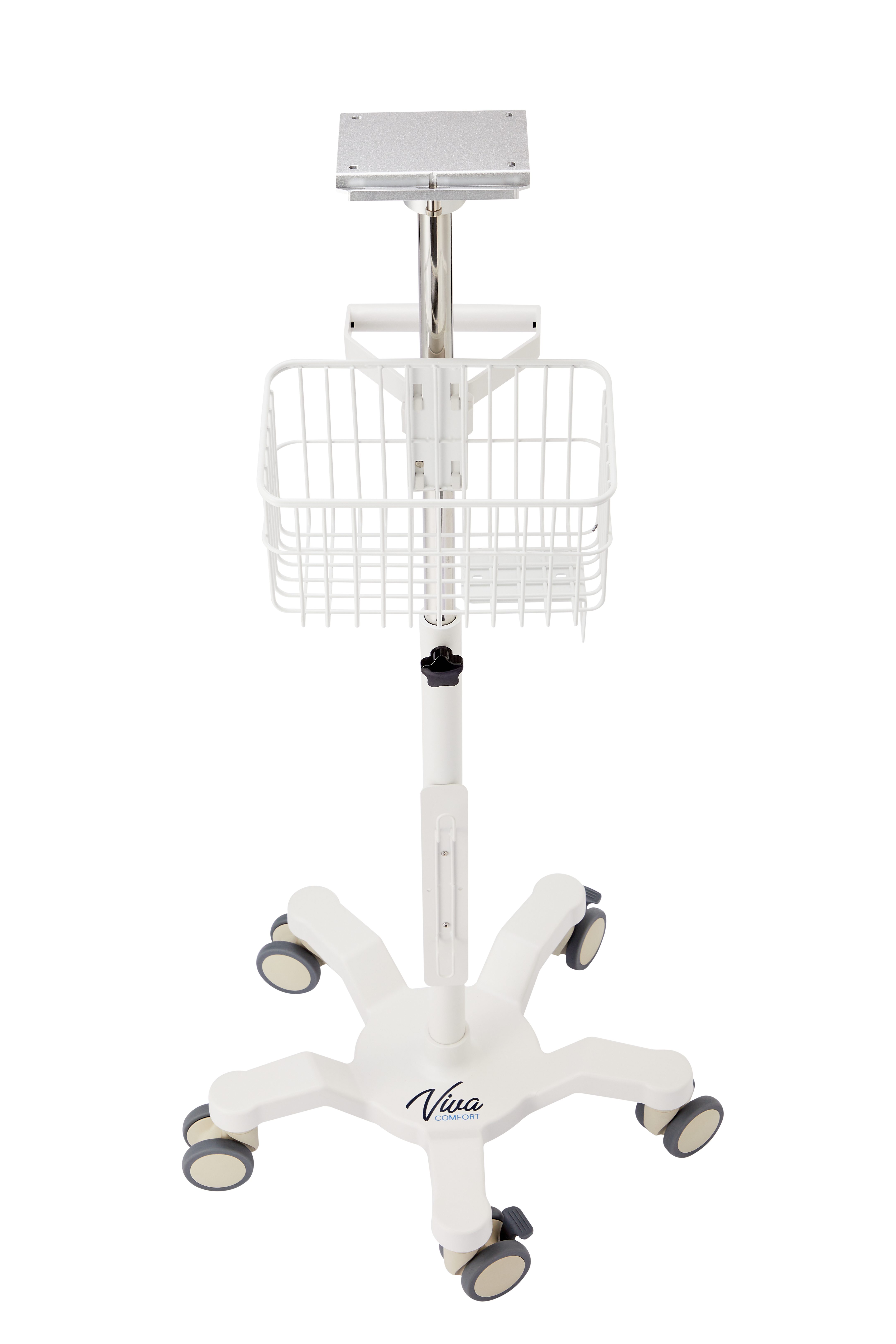 Universal Mobile Cart with Viva Diagnostics Omni Spot Vital Sign Patient Monitor Mounting Plate